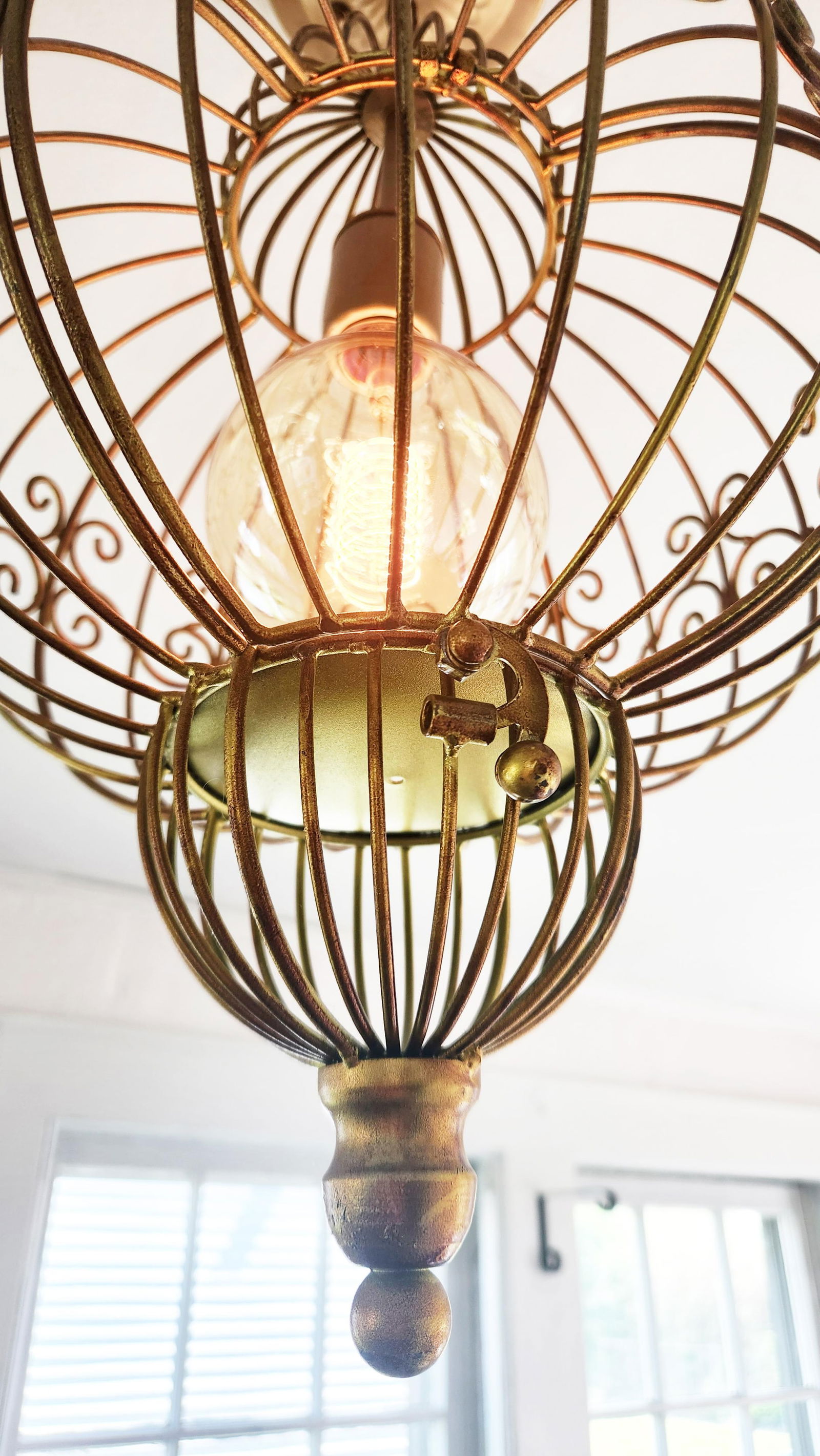 Vintage Bird Cage Light Fixture Ceiling Pendant - 9