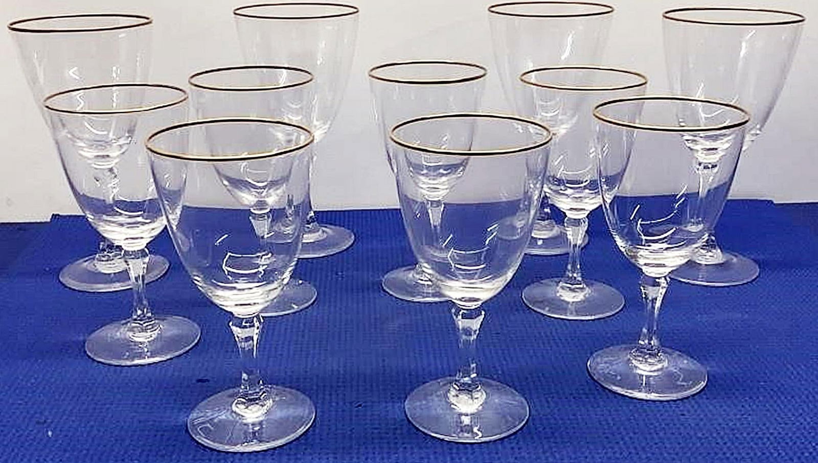 1970s Lenox Stem Wine Glasses Mansfield Gold, Assmebled Set of 10 - 3