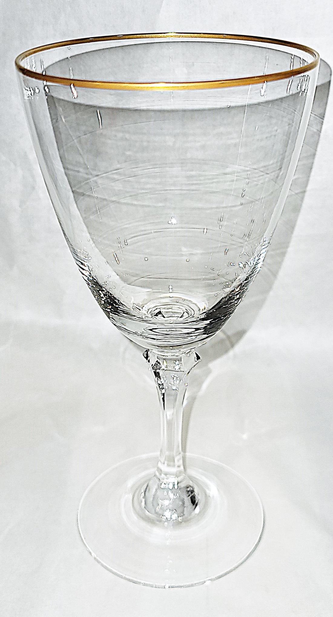 1970s Lenox Stem Wine Glasses Mansfield Gold, Assmebled Set of 10 - 5