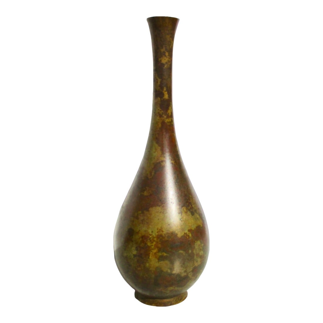 Mid-Century SSKK Japanese Bronze Vase Ghost Marked: SSKK studio bronze vase. Ghost mark vase. Period 50s-60s. Patinated bronze vase with marbled patina. Beautiful olive and rust coloring. The measurements are 8.25" tall and 2.75" in diameter. made