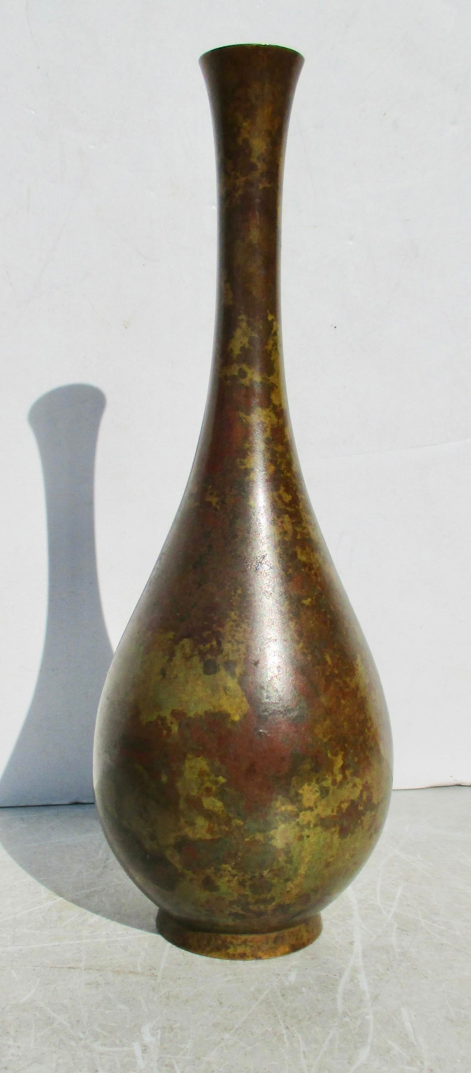 Mid-Century SSKK Japanese Bronze Vase Ghost Marked - 2