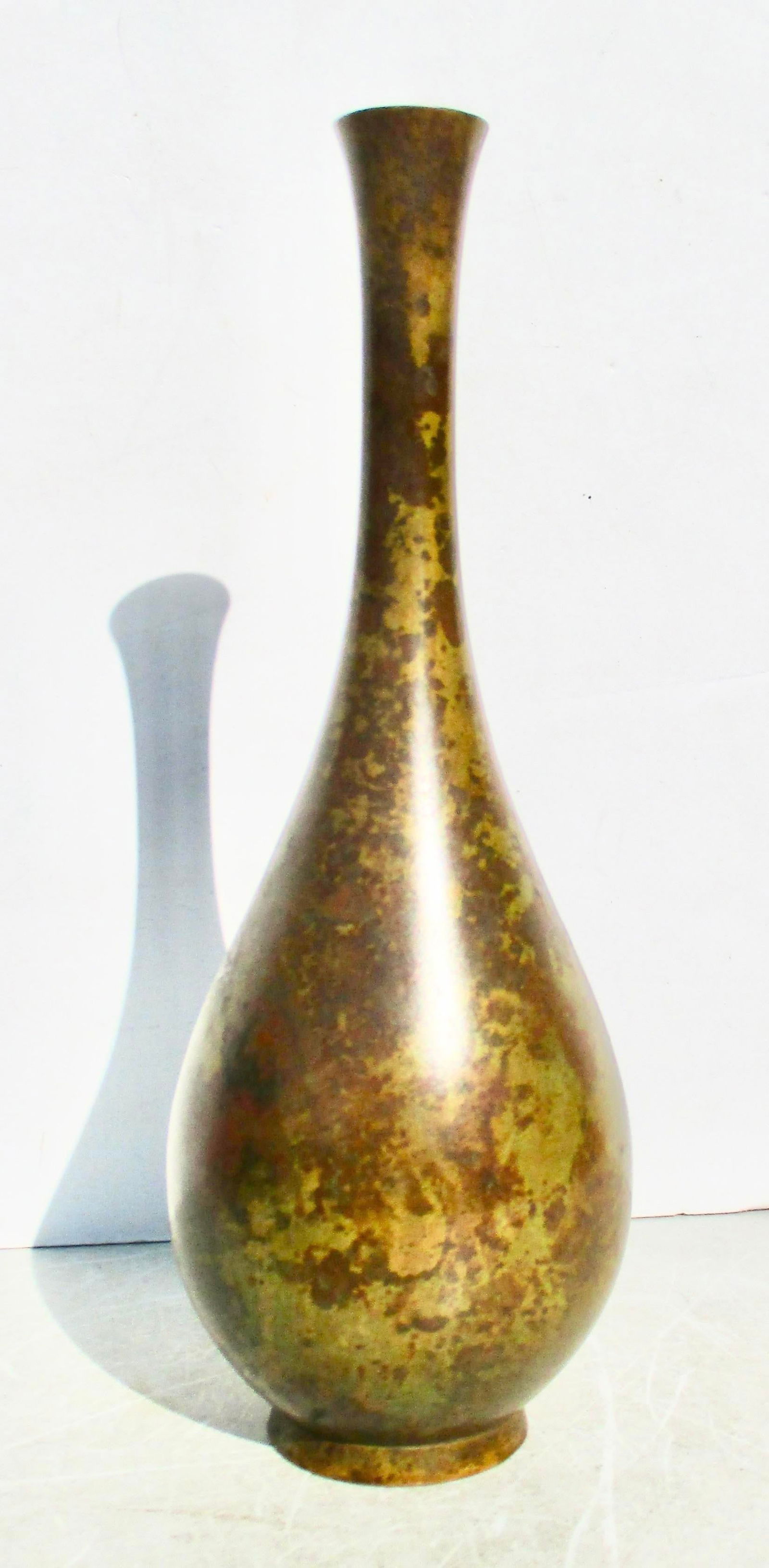 Mid-Century SSKK Japanese Bronze Vase Ghost Marked - 4
