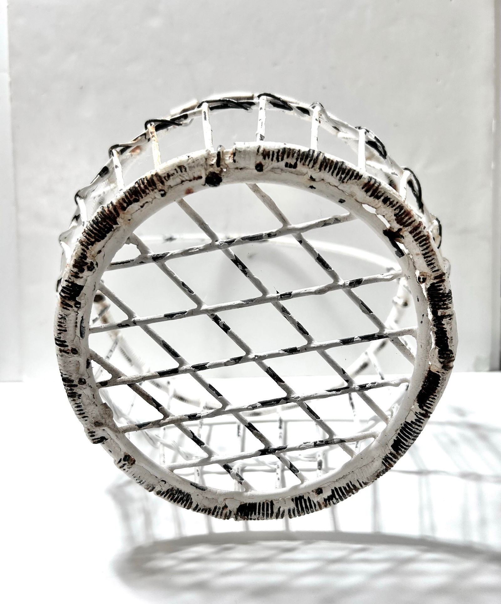 Antique Metal Wire Egg Gathering Basket - 6