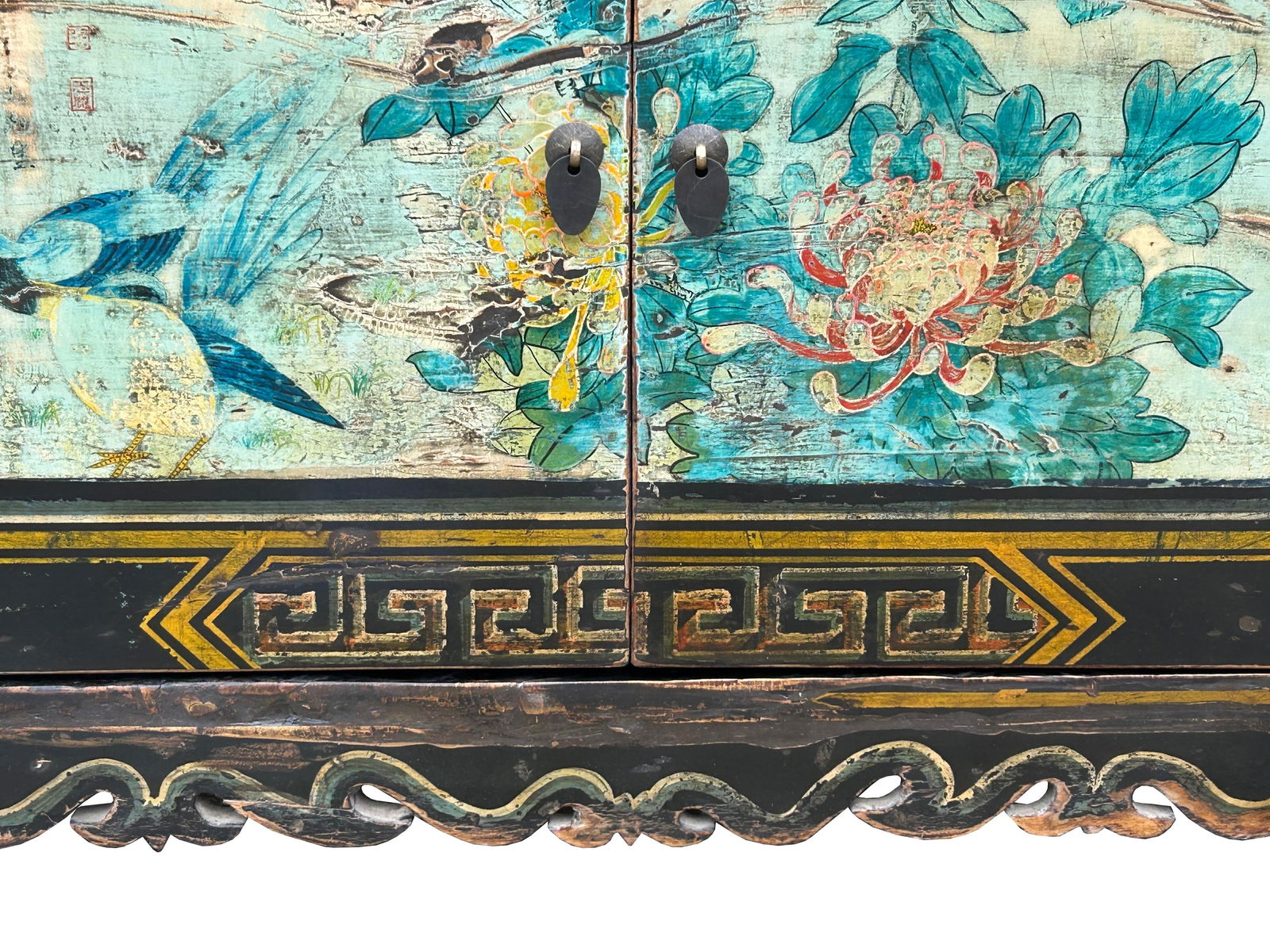 Vintage Chinese Light Blue Flower Birds Credenza Sideboard Table Cabinet - 11