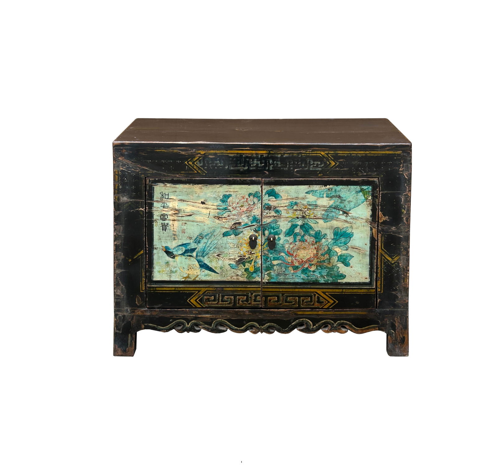 Vintage Chinese Light Blue Flower Birds Credenza Sideboard Table Cabinet - 2