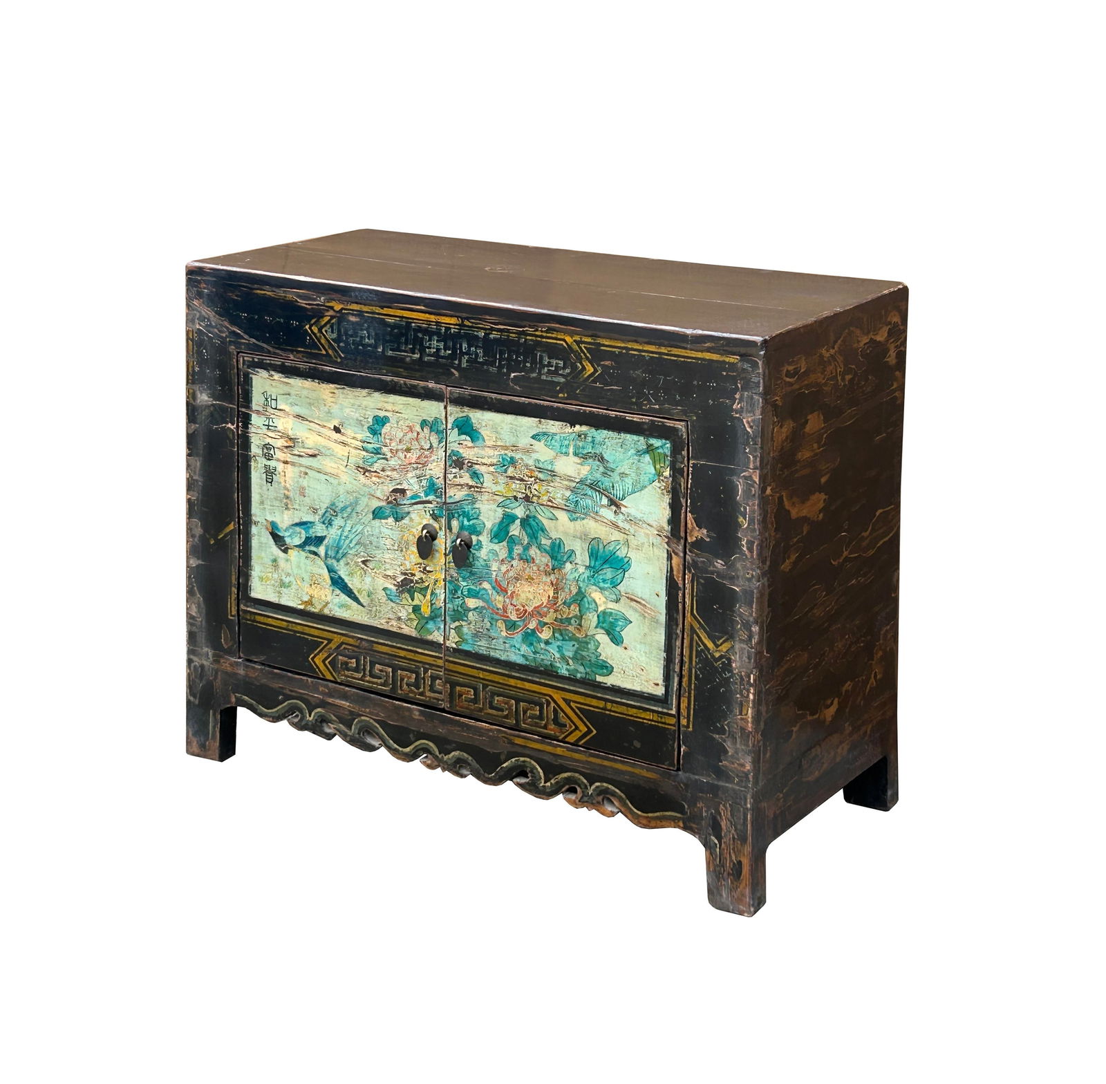 Vintage Chinese Light Blue Flower Birds Credenza Sideboard Table Cabinet - 3