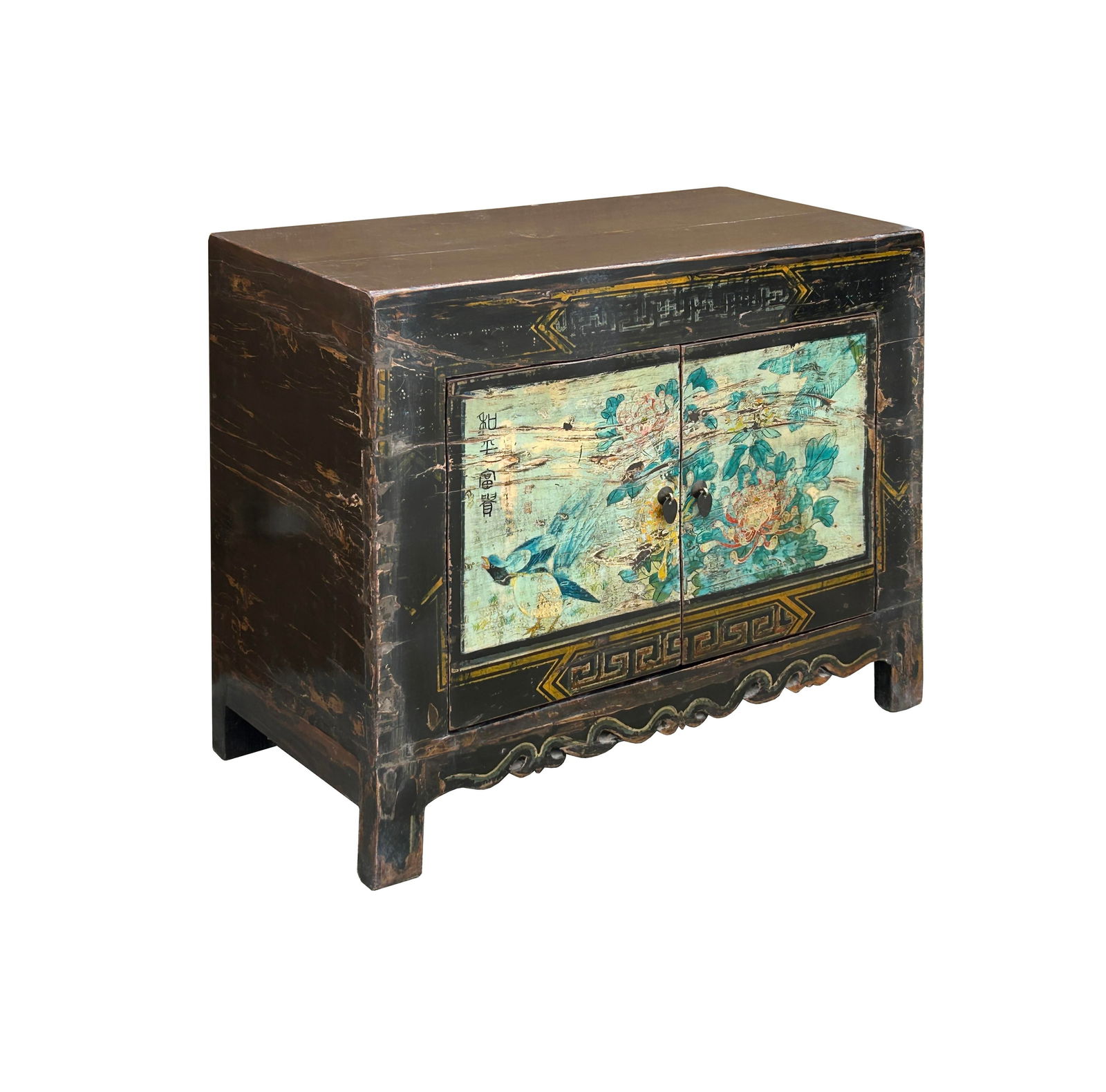 Vintage Chinese Light Blue Flower Birds Credenza Sideboard Table Cabinet - 5