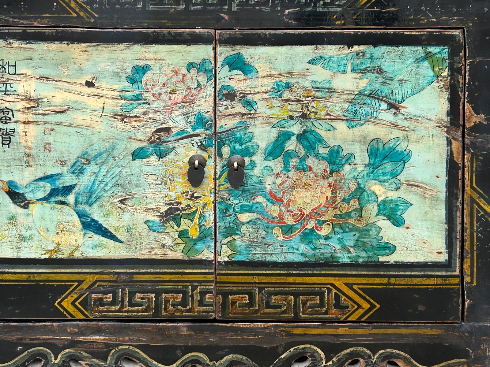 Vintage Chinese Light Blue Flower Birds Credenza Sideboard Table Cabinet - 9