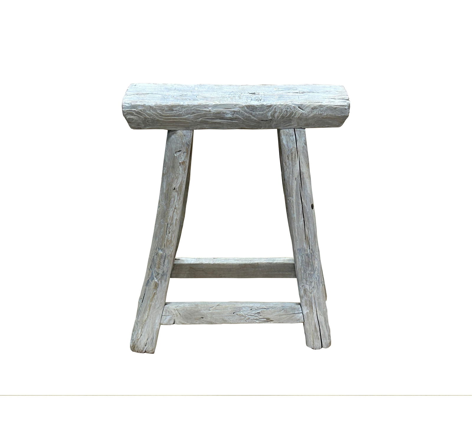 Rustic Raw Rough Wood Grain Rectangle Slim Stool Bench Side Table - 3