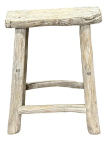 Rustic Raw Rough Wood Grain Rectangle Slim Stool Bench Side Table