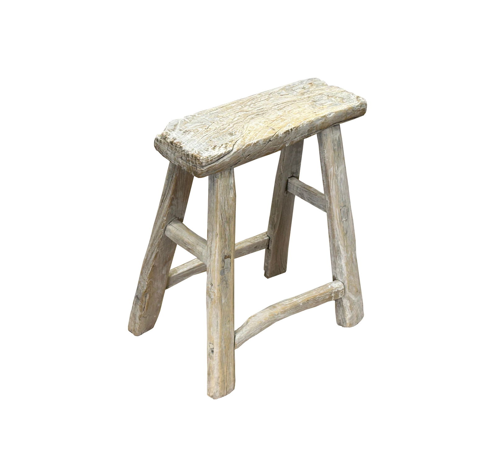Rustic Raw Rough Wood Grain Rectangle Slim Stool Bench Side Table - 5