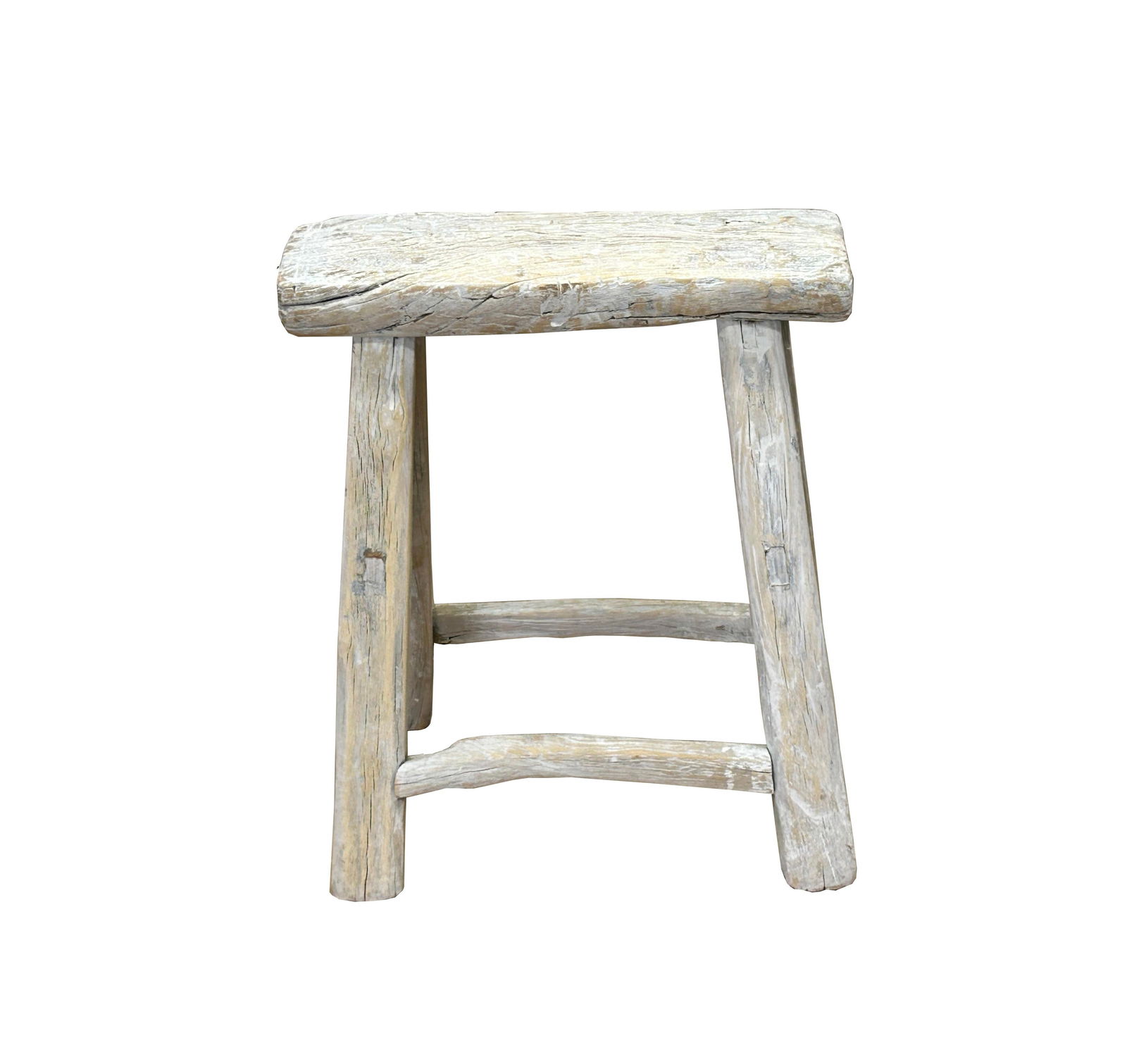 Rustic Raw Rough Wood Grain Rectangle Slim Stool Bench Side Table - 6