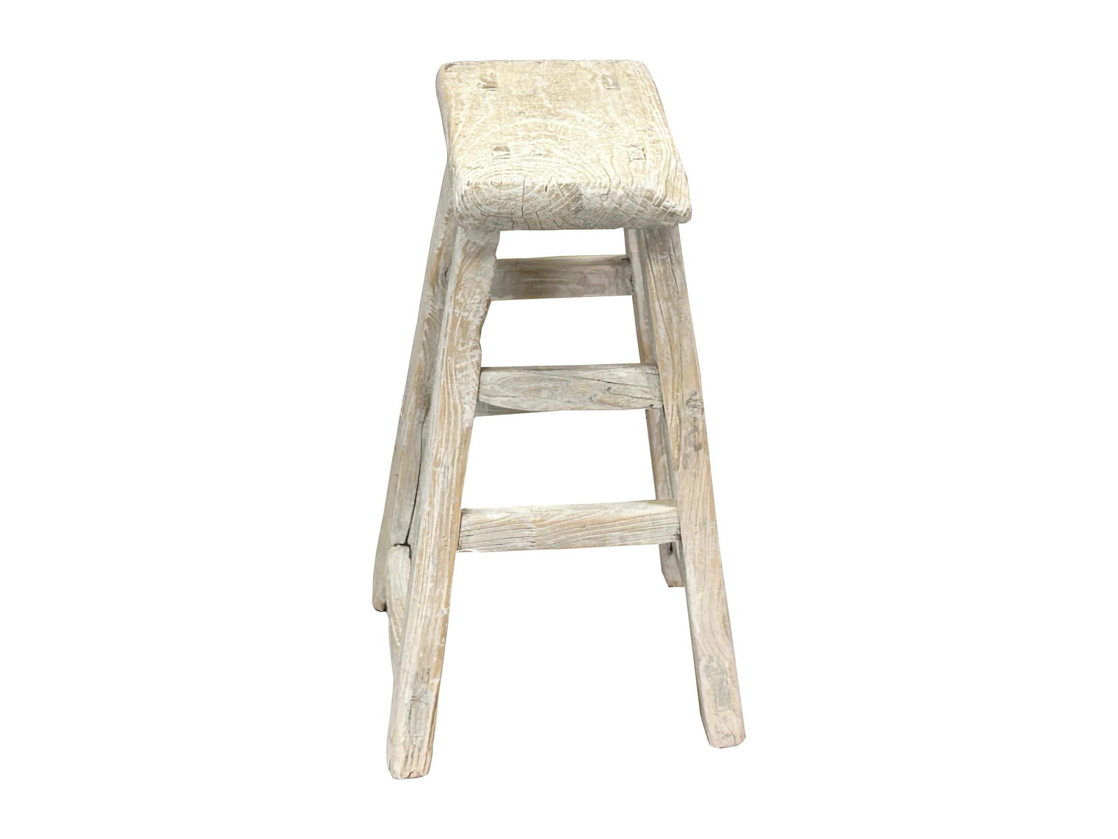 Rustic Raw Rough Wood Grain Rectangle Slim Stool Bench Side Table - 2