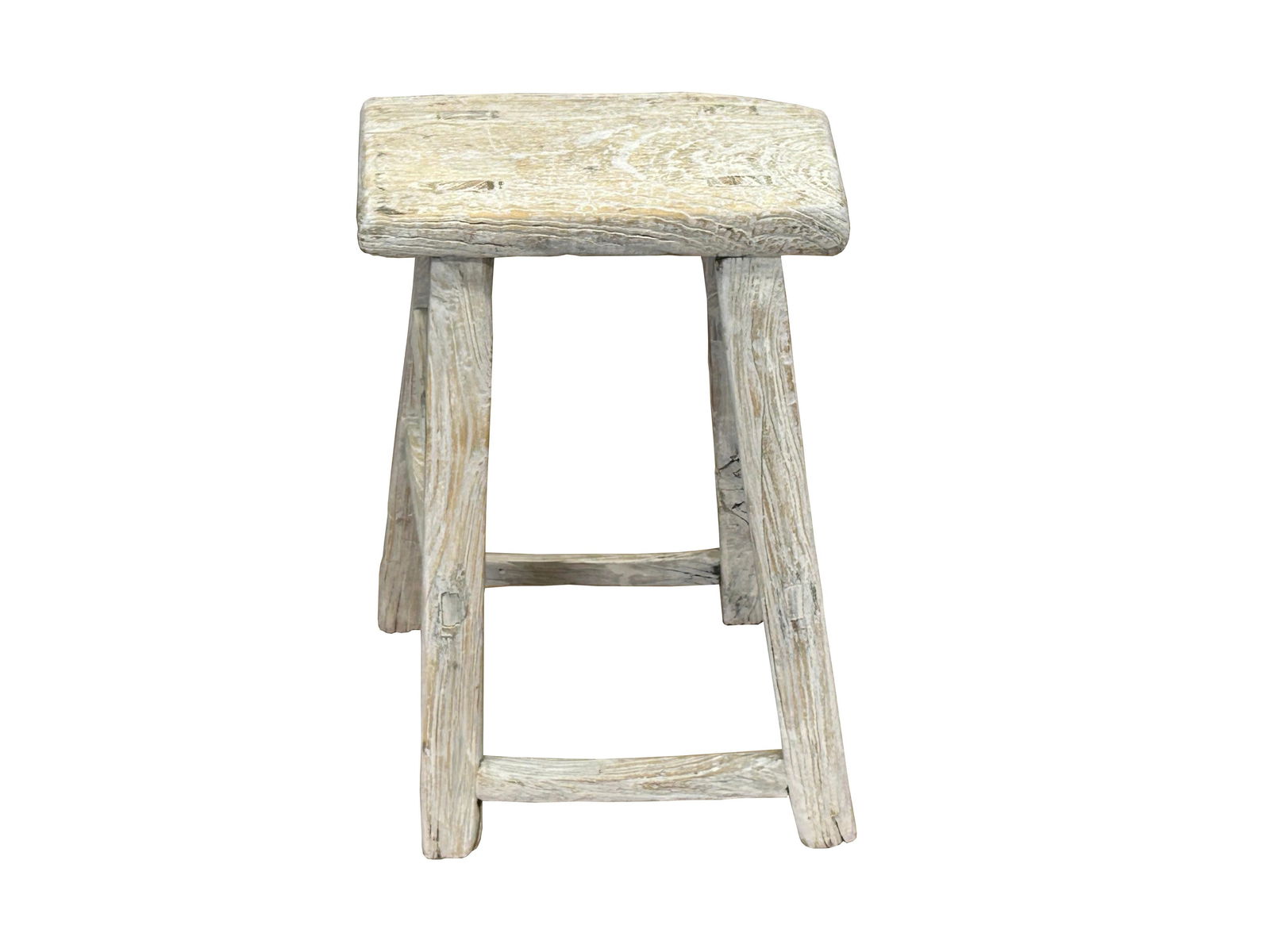 Rustic Raw Rough Wood Grain Rectangle Slim Stool Bench Side Table - 3