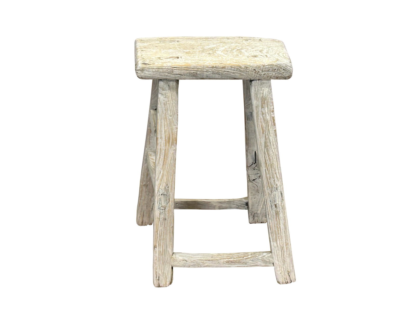 Rustic Raw Rough Wood Grain Rectangle Slim Stool Bench Side Table - 4
