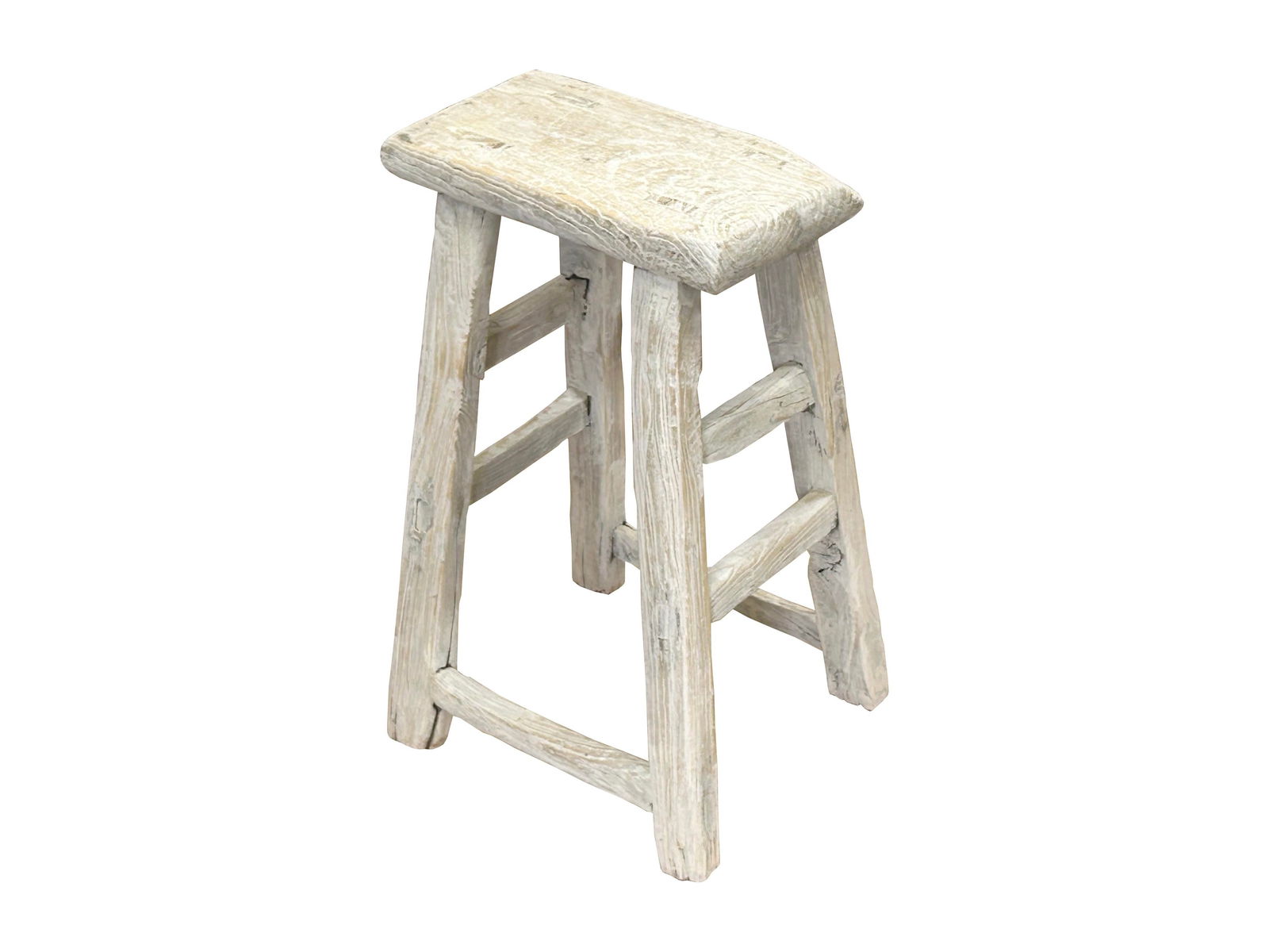 Rustic Raw Rough Wood Grain Rectangle Slim Stool Bench Side Table - 5