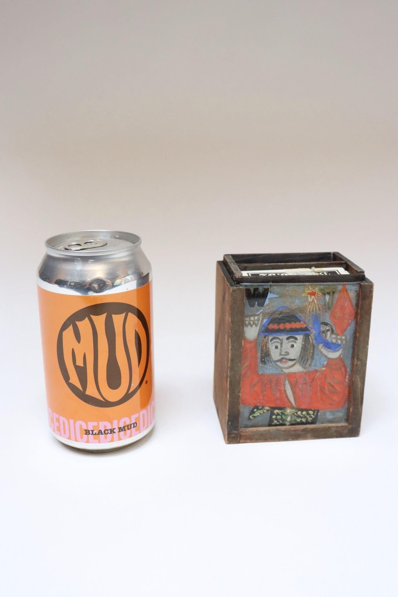 Vintage Polish Folk Art Hand-Painted Wooden Playing Card Holder by Irena Makowey - 11