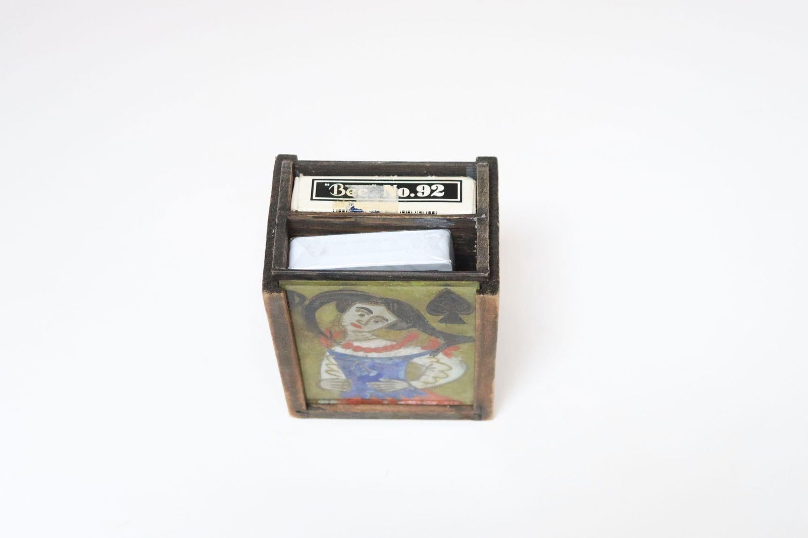 Vintage Polish Folk Art Hand-Painted Wooden Playing Card Holder by Irena Makowey - 2