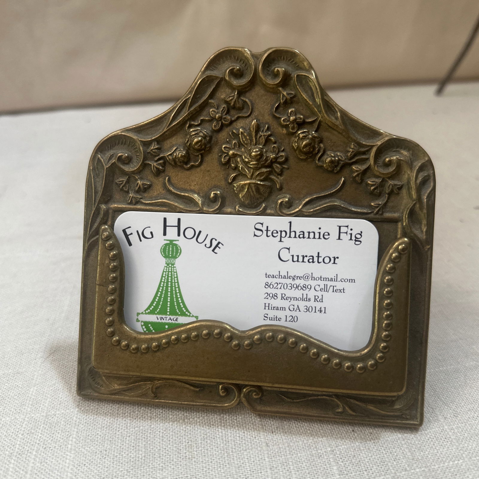 Small 1970s Brass Business Card Holder Desk Accessory - 5