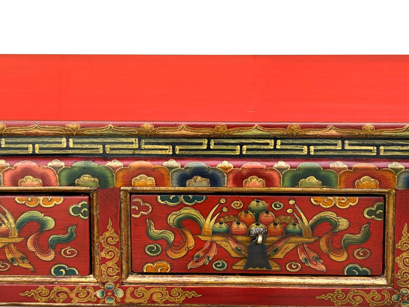 Tibetan Style 8 Auspicious Symbols Graphic Credenza Storage Cabinet - 12