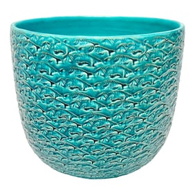 Vintage Large Textured Turquoise Planter