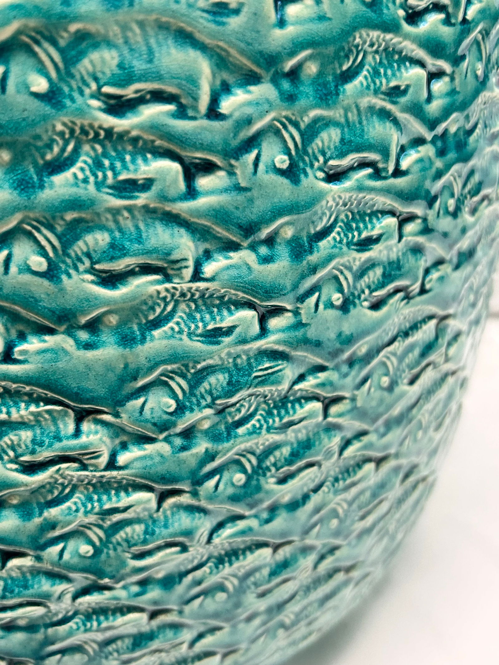 Vintage Large Textured Turquoise Planter - 5