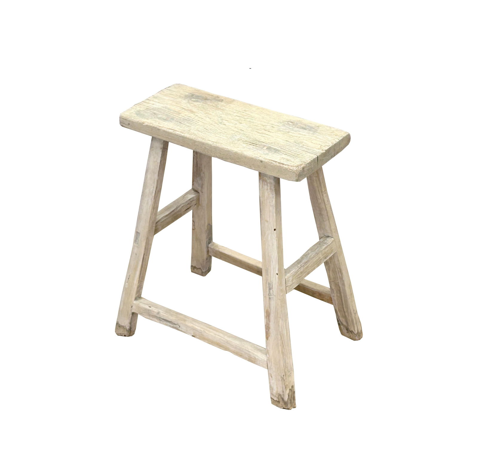 Rustic Raw Rough Wood Grain Rectangle Slim Stool Bench Side Table - 2