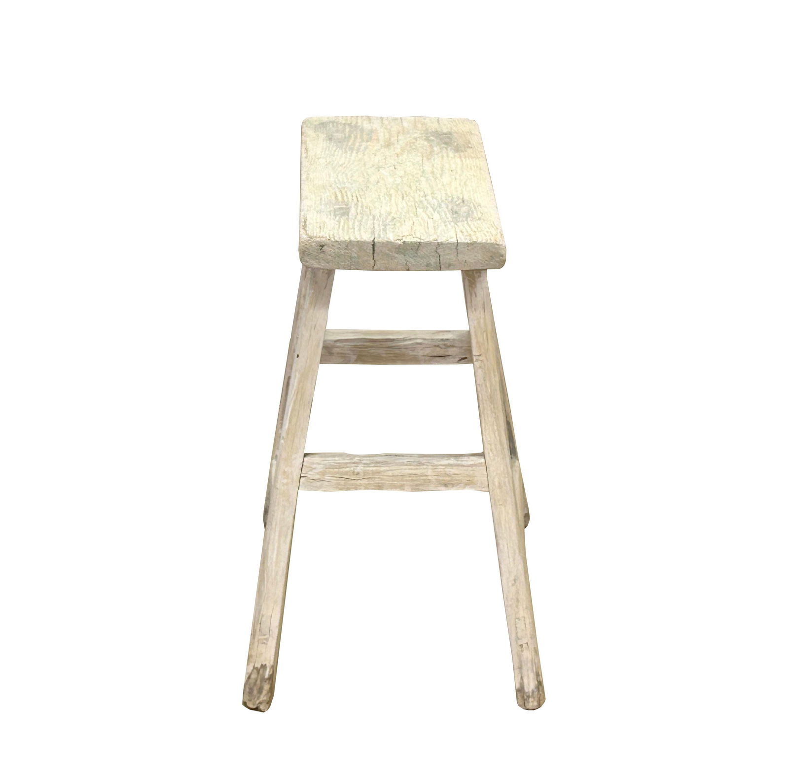 Rustic Raw Rough Wood Grain Rectangle Slim Stool Bench Side Table - 3