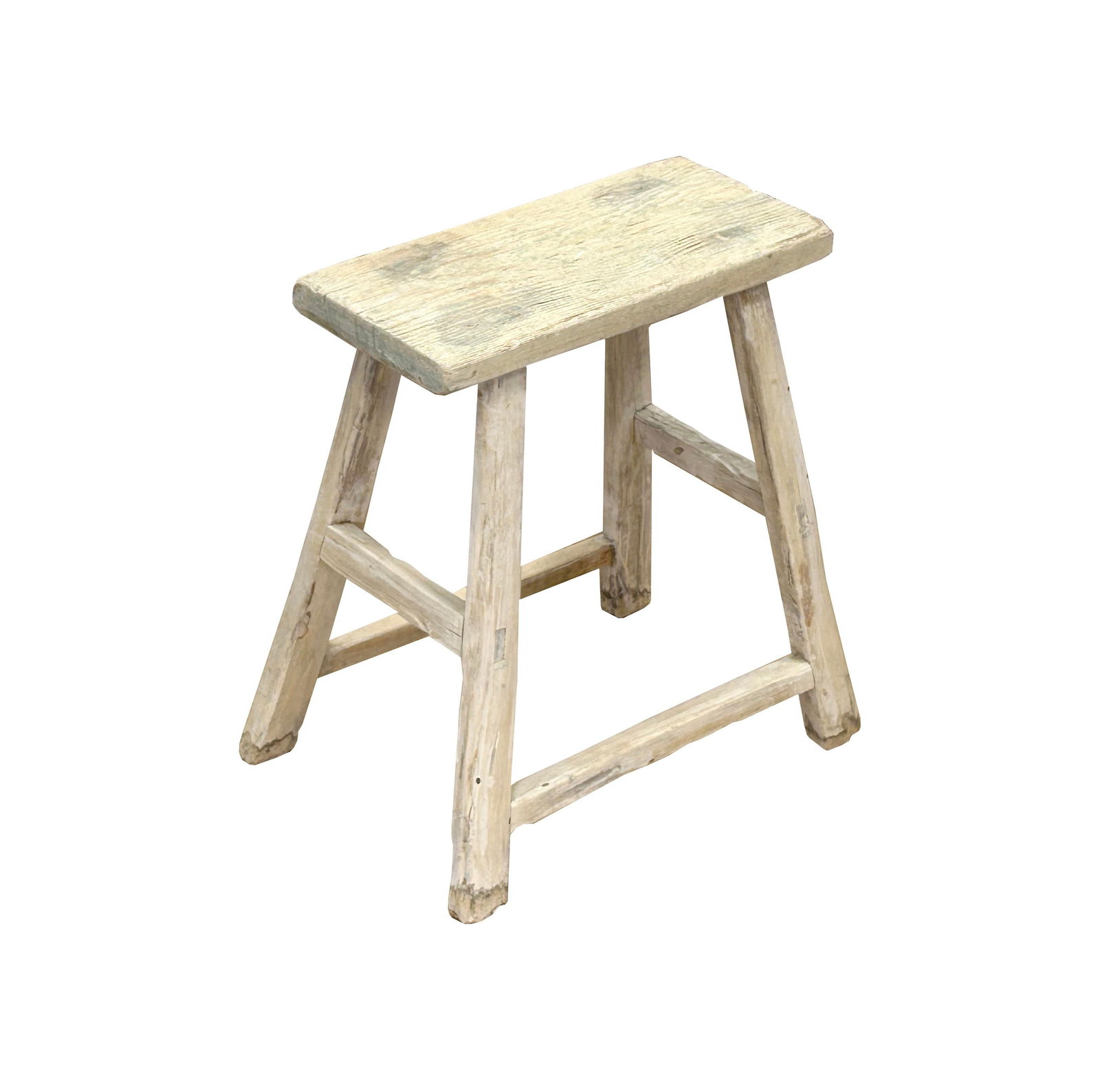 Rustic Raw Rough Wood Grain Rectangle Slim Stool Bench Side Table - 4