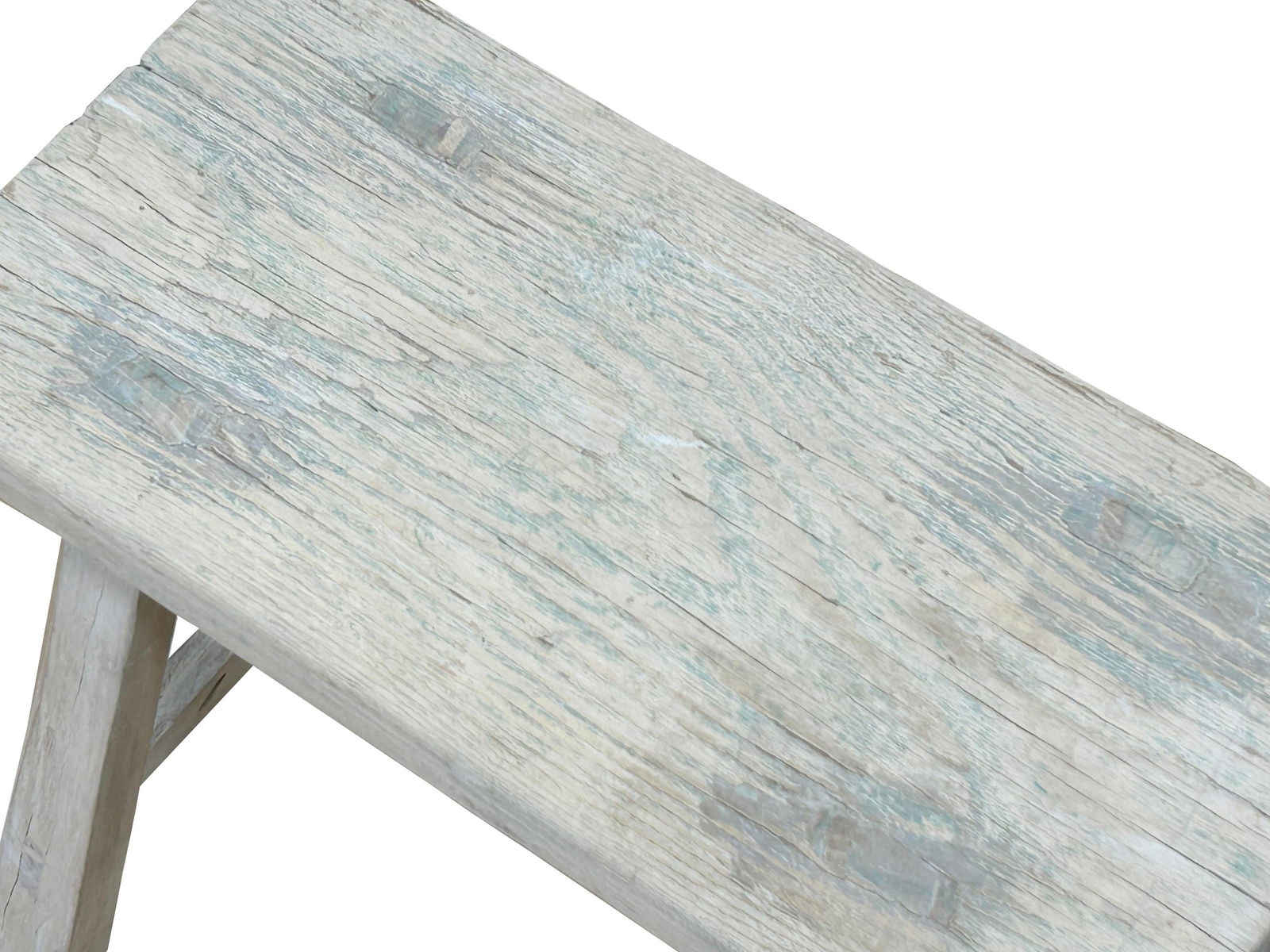 Rustic Raw Rough Wood Grain Rectangle Slim Stool Bench Side Table - 6