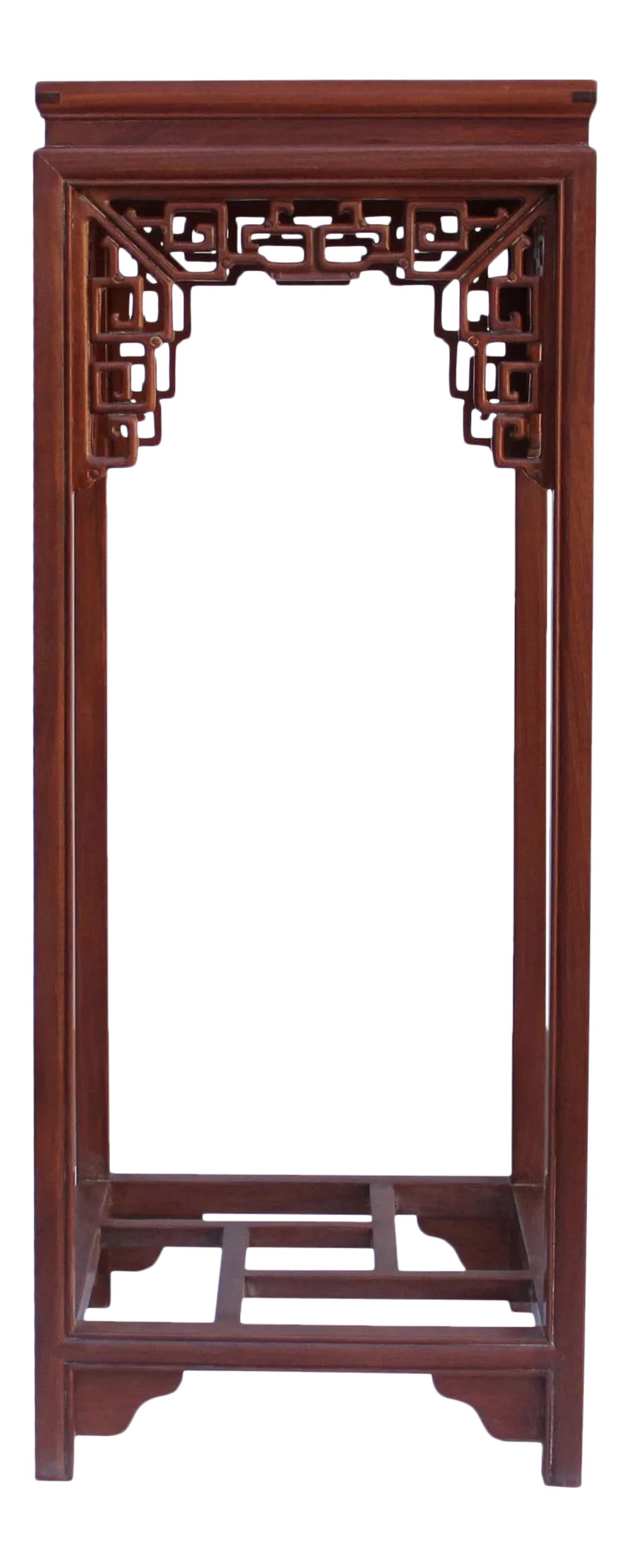 Chinese Light Brown Stain Square Ru Yi Plant Stand Pedestal Table (1 of 8)