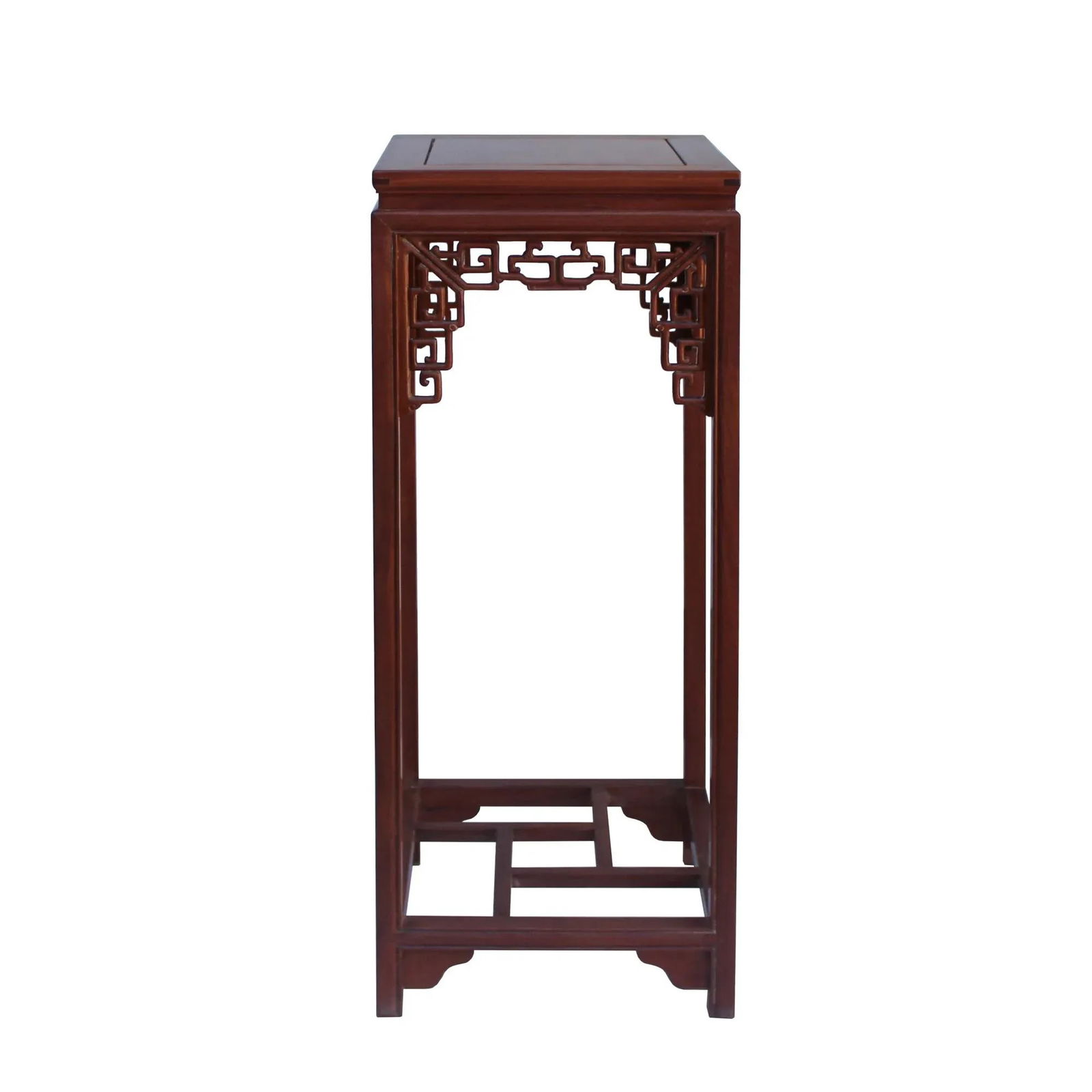 Chinese Light Brown Stain Square Ru Yi Plant Stand Pedestal Table - 2