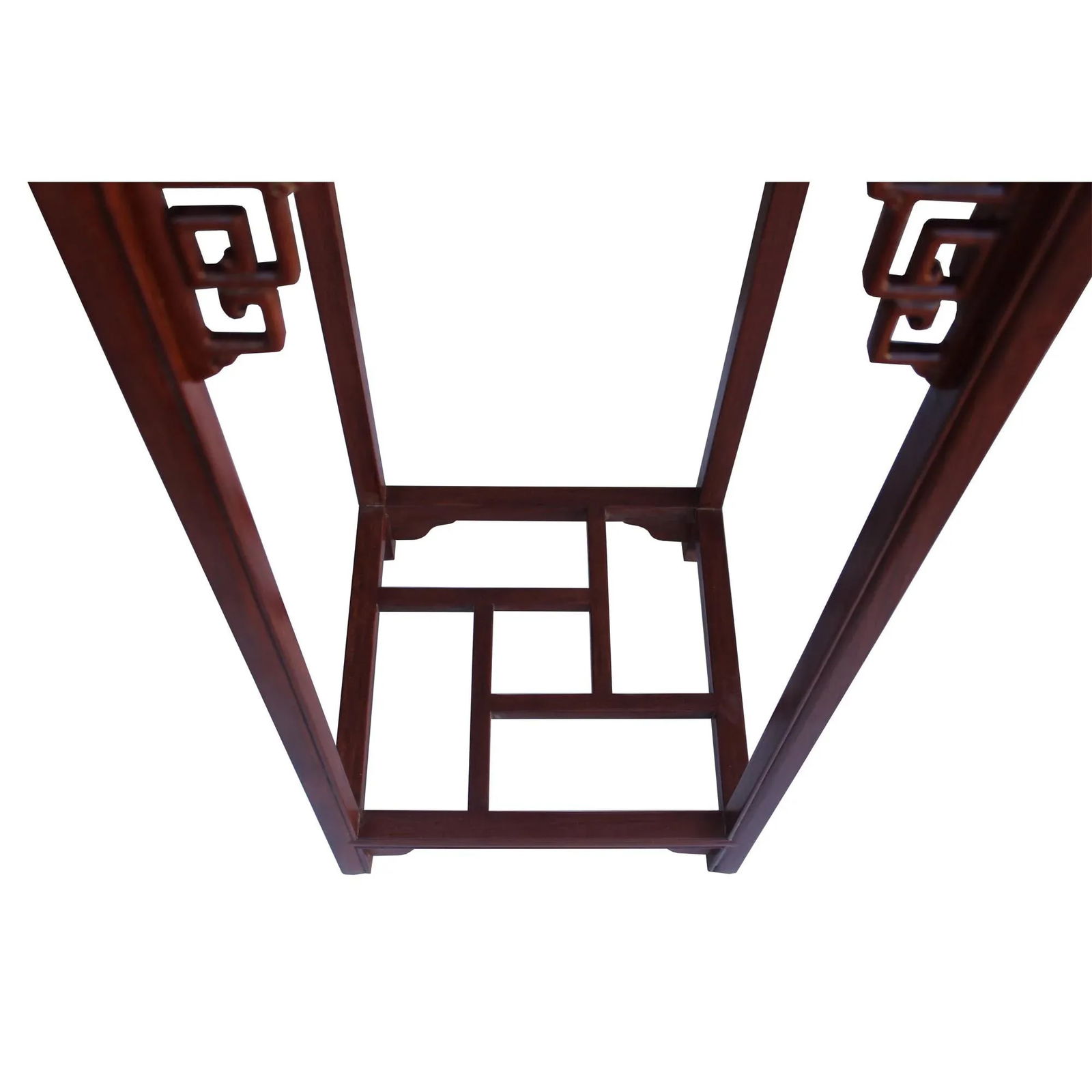 Chinese Light Brown Stain Square Ru Yi Plant Stand Pedestal Table - 4