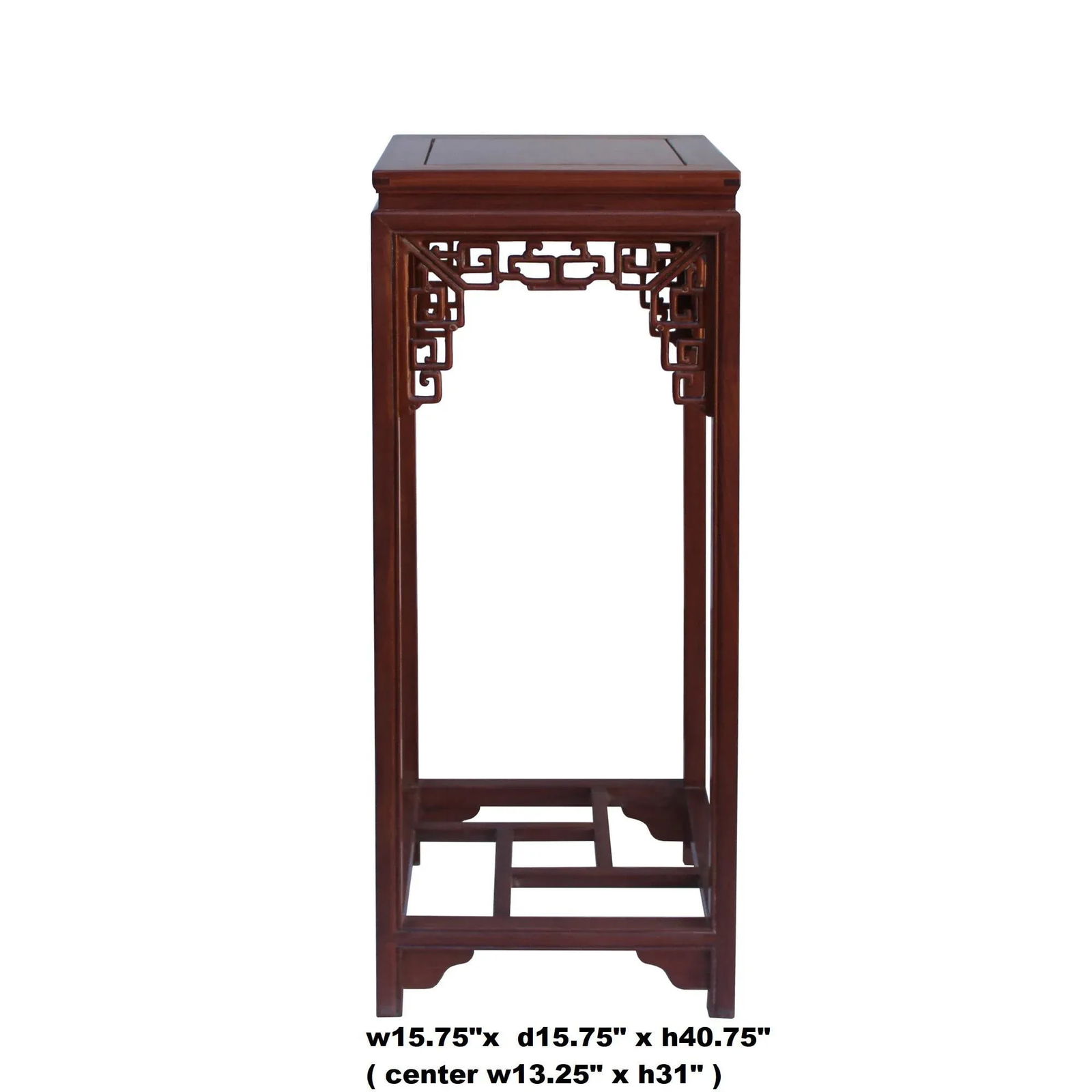 Chinese Light Brown Stain Square Ru Yi Plant Stand Pedestal Table - 7