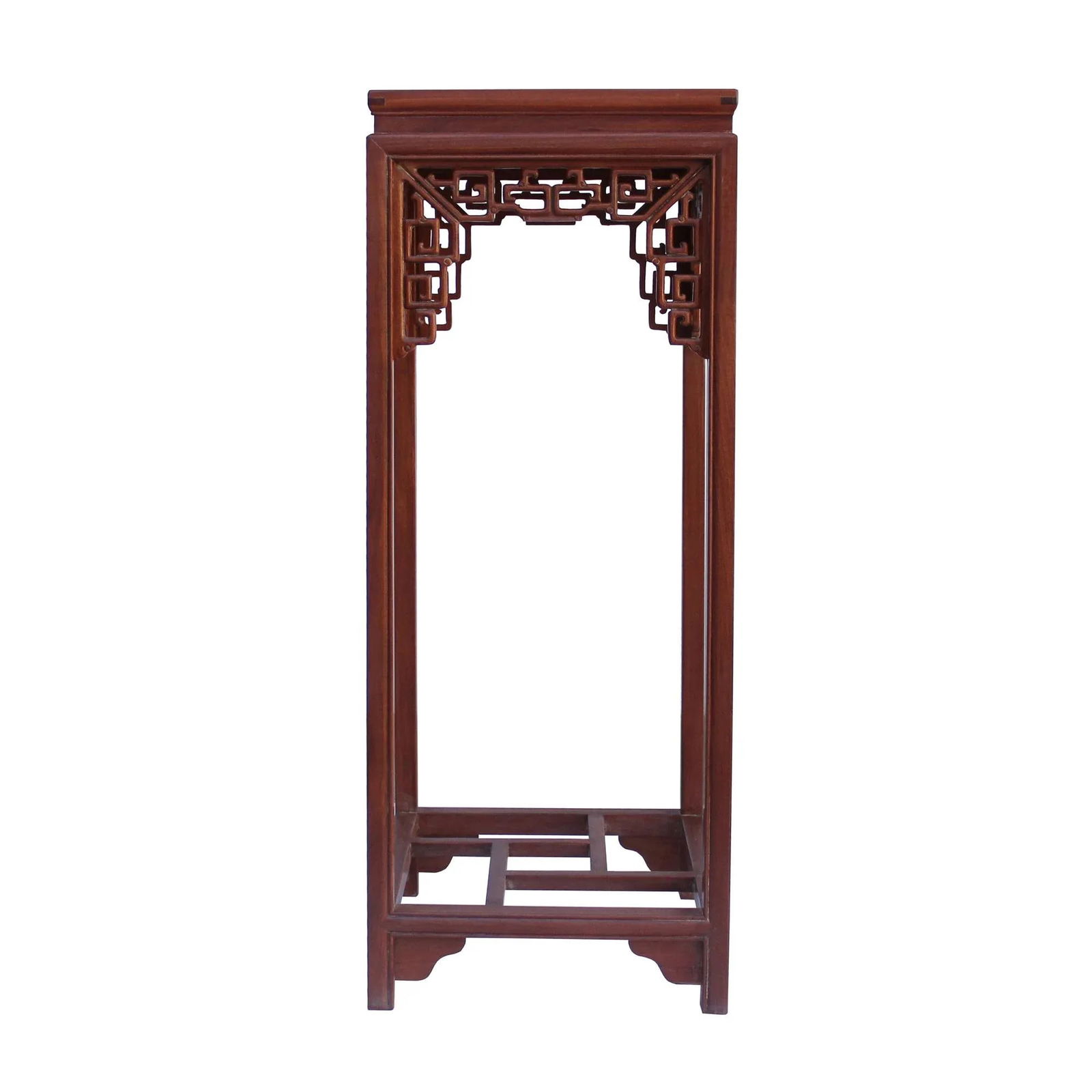 Chinese Light Brown Stain Square Ru Yi Plant Stand Pedestal Table - 8