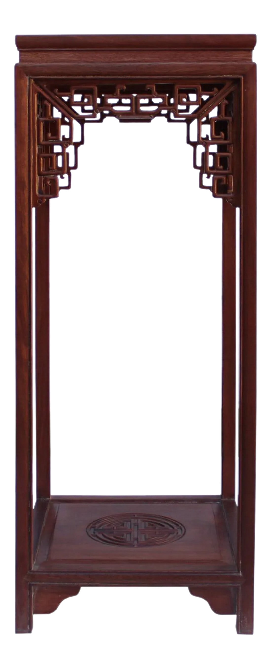 Chinese Light Brown Stain Square Ru Yi Plant Stand Pedestal Table (1 of 9)
