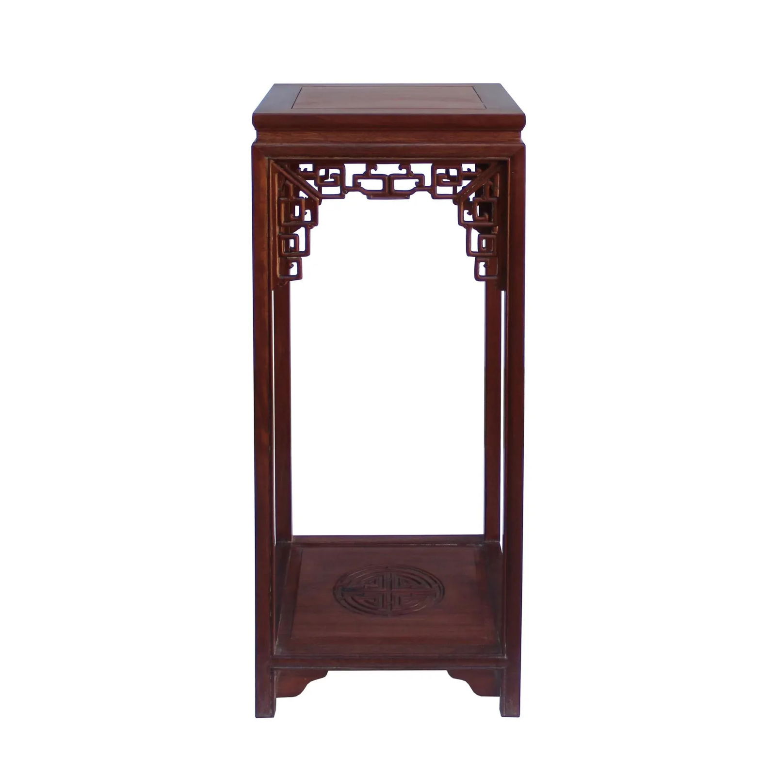 Chinese Light Brown Stain Square Ru Yi Plant Stand Pedestal Table - 2