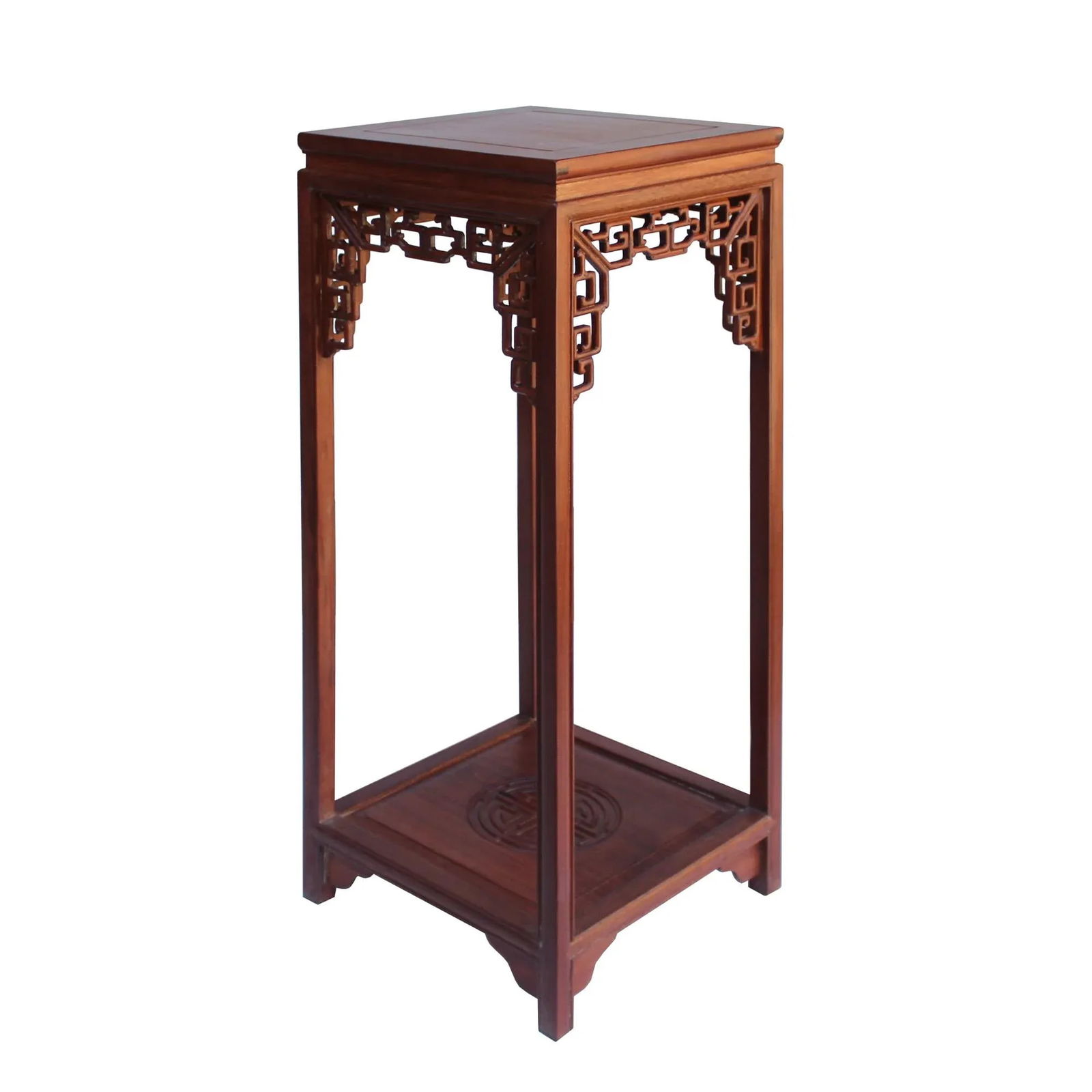 Chinese Light Brown Stain Square Ru Yi Plant Stand Pedestal Table - 3