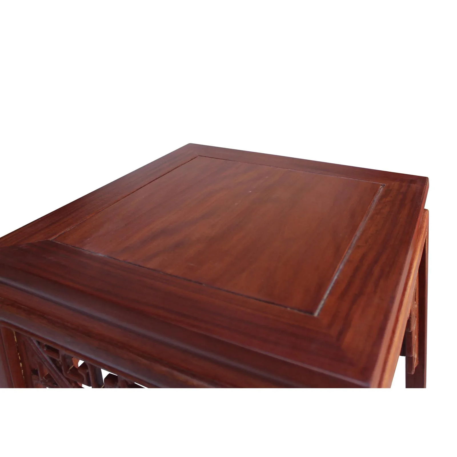 Chinese Light Brown Stain Square Ru Yi Plant Stand Pedestal Table - 5