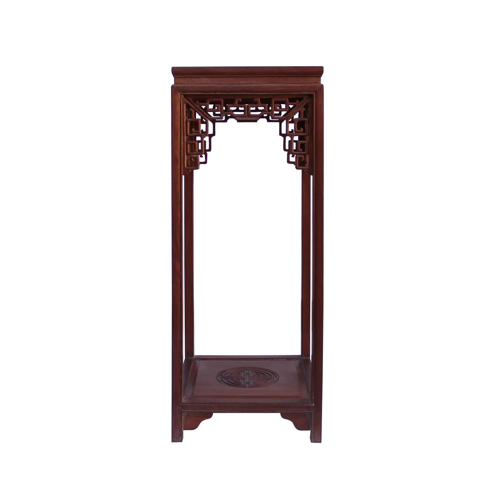 Chinese Light Brown Stain Square Ru Yi Plant Stand Pedestal Table - 9