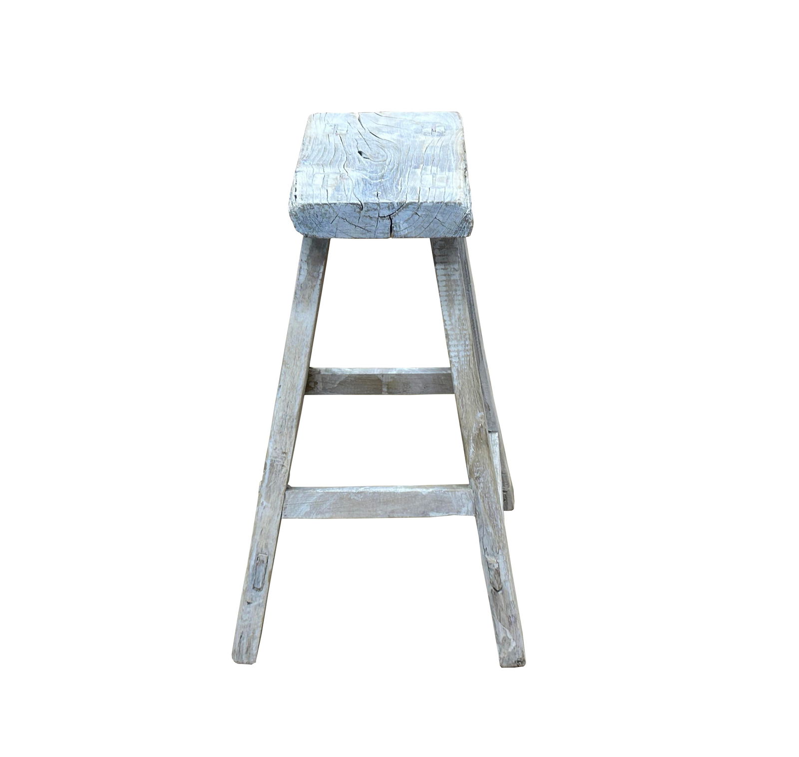 Rustic Raw Rough Wood Grain Rectangle Slim Stool Bench Side Table - 2