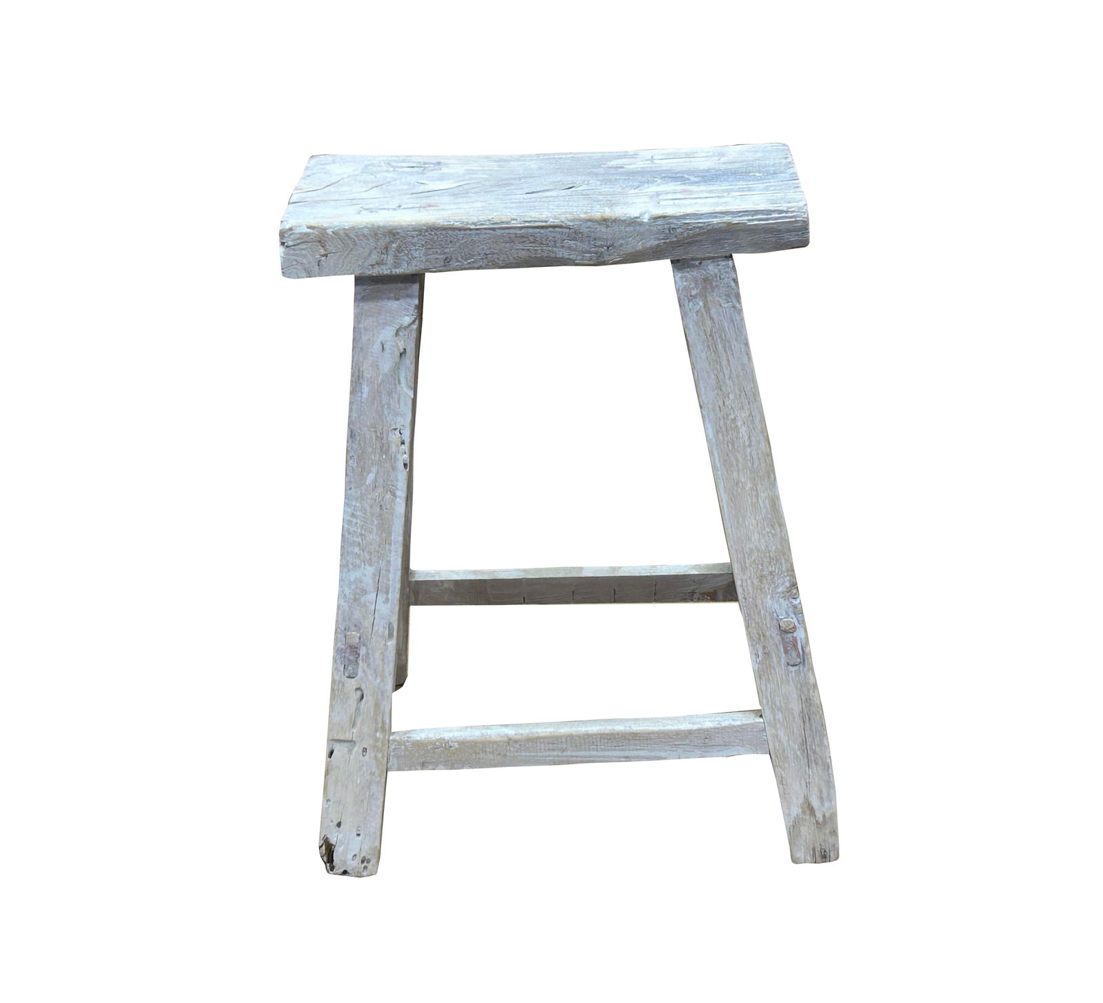 Rustic Raw Rough Wood Grain Rectangle Slim Stool Bench Side Table - 3