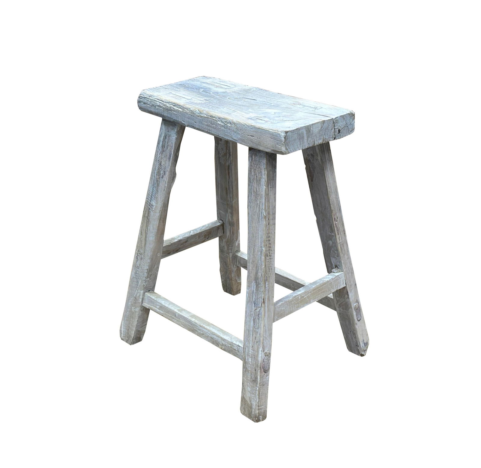 Rustic Raw Rough Wood Grain Rectangle Slim Stool Bench Side Table - 4