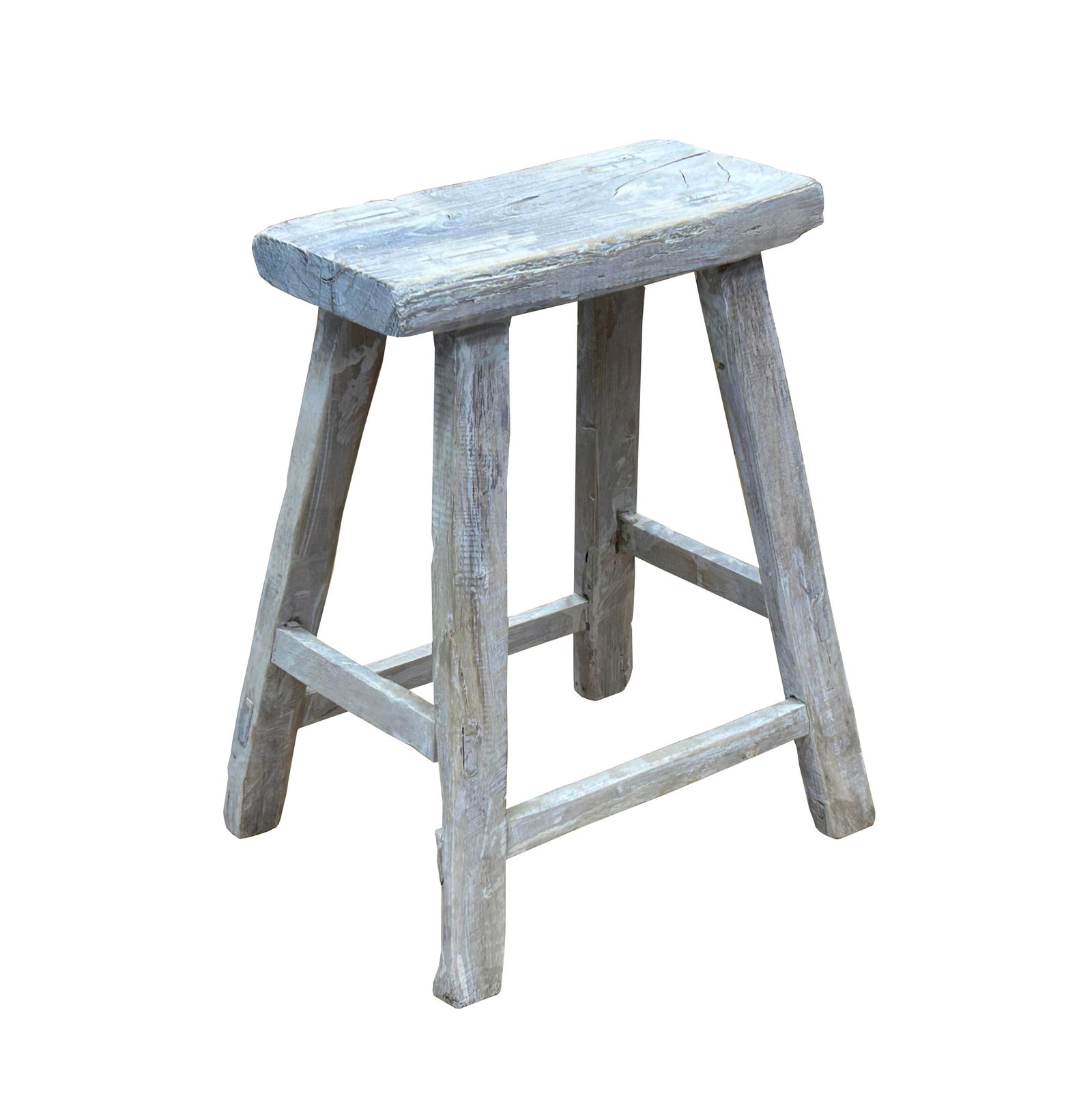 Rustic Raw Rough Wood Grain Rectangle Slim Stool Bench Side Table - 5