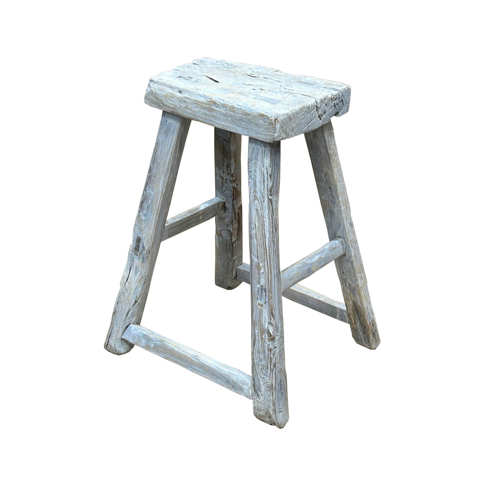 Rustic Raw Rough Wood Grain Rectangle Slim Stool Bench Side Table - 5