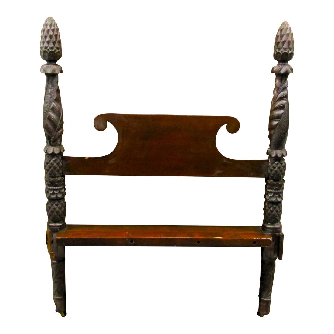 Antique Mahogany Carved Pineapple and Acanthus Leaf Wood Salvage Headboard (1 of 10)