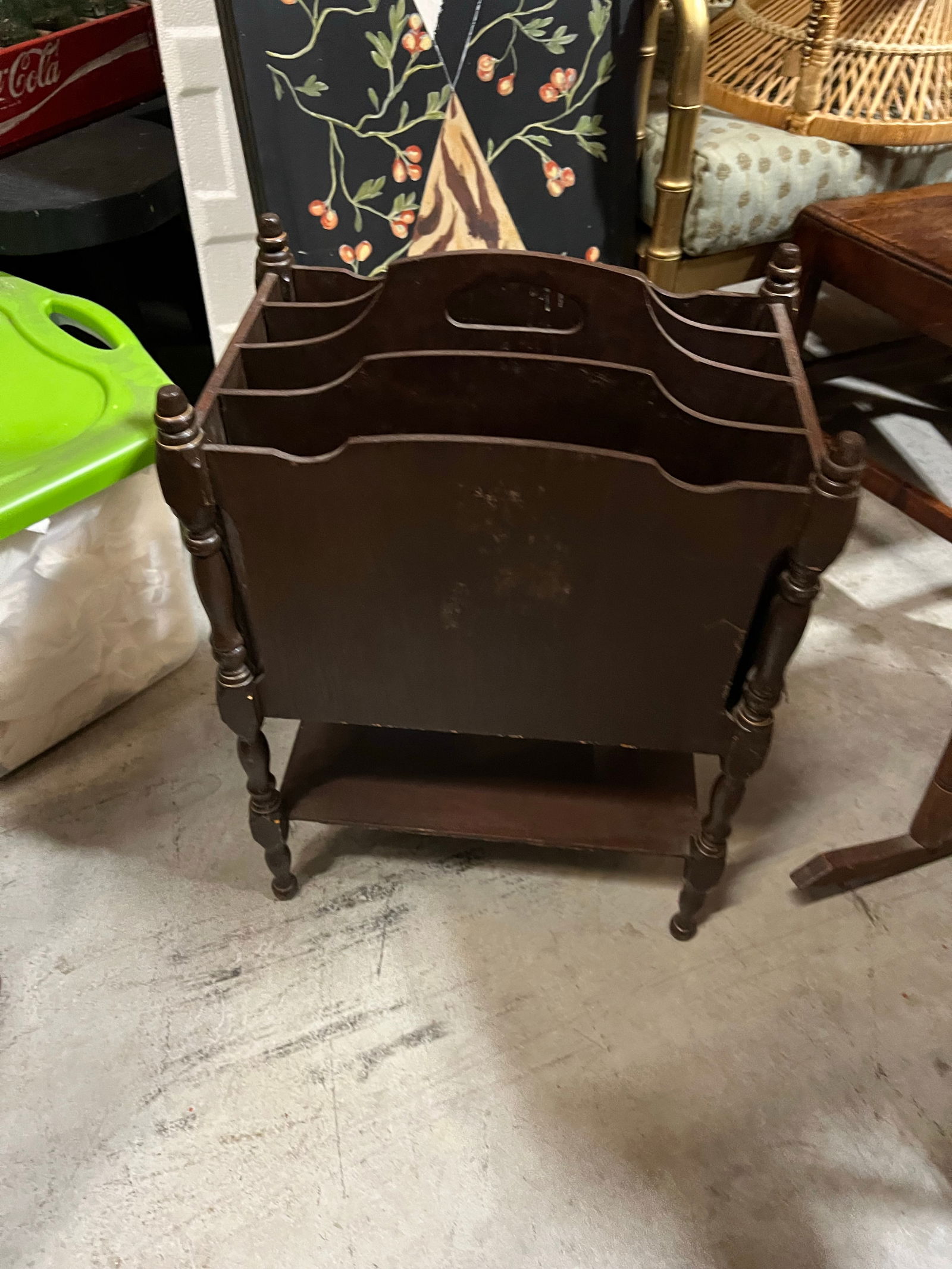 1970s Wooden Carved Magazine Rack - 2