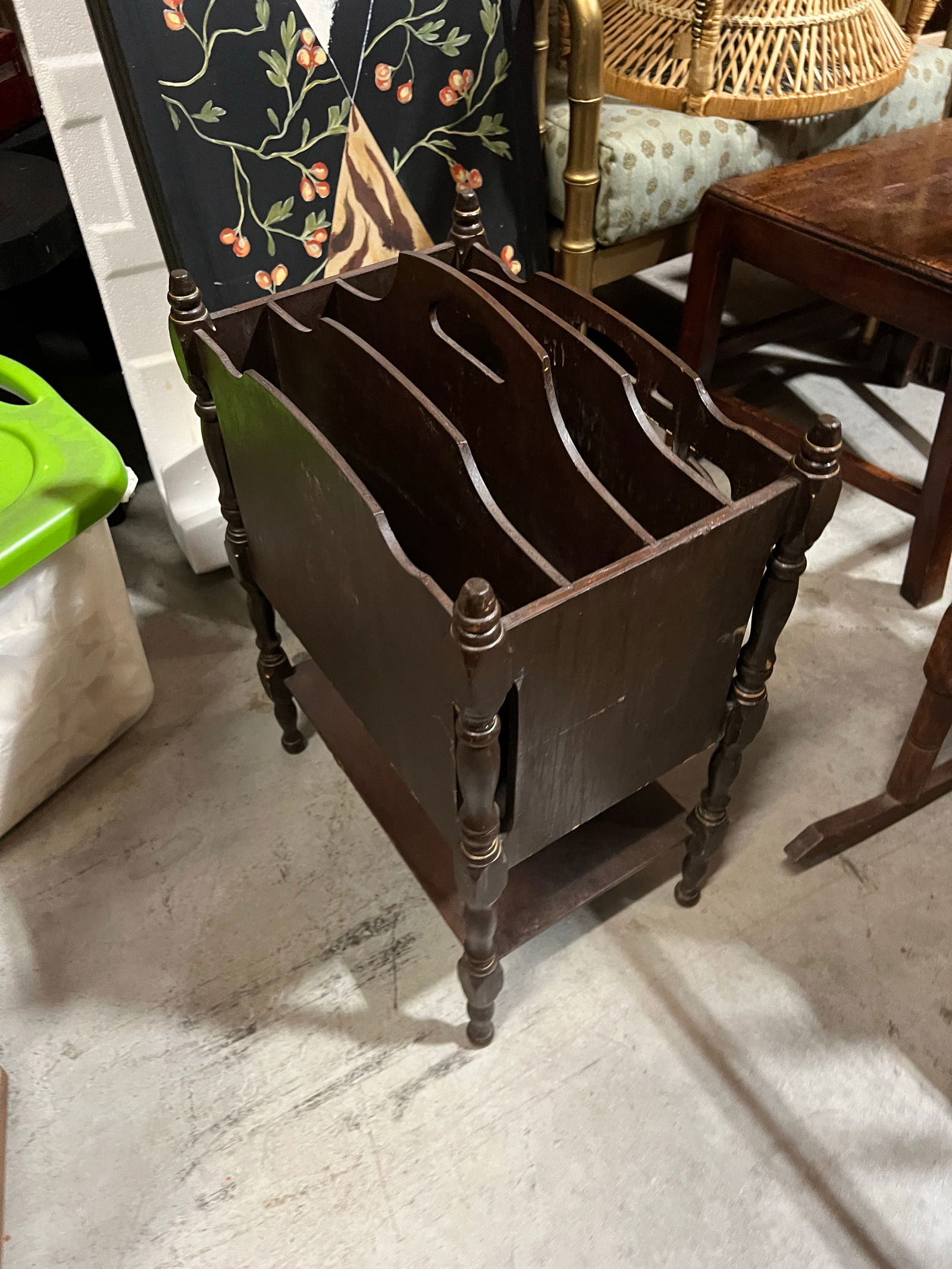 1970s Wooden Carved Magazine Rack - 3