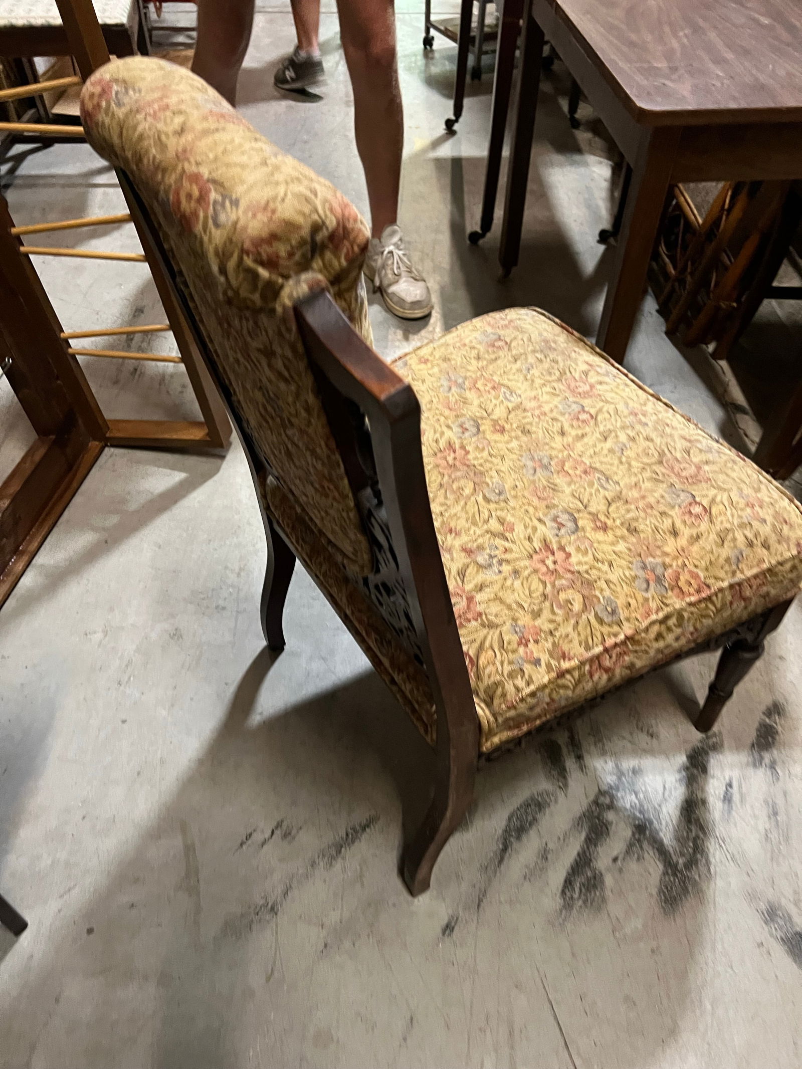 1970s Hand Carved Wooden Antique Accent Chair - 4