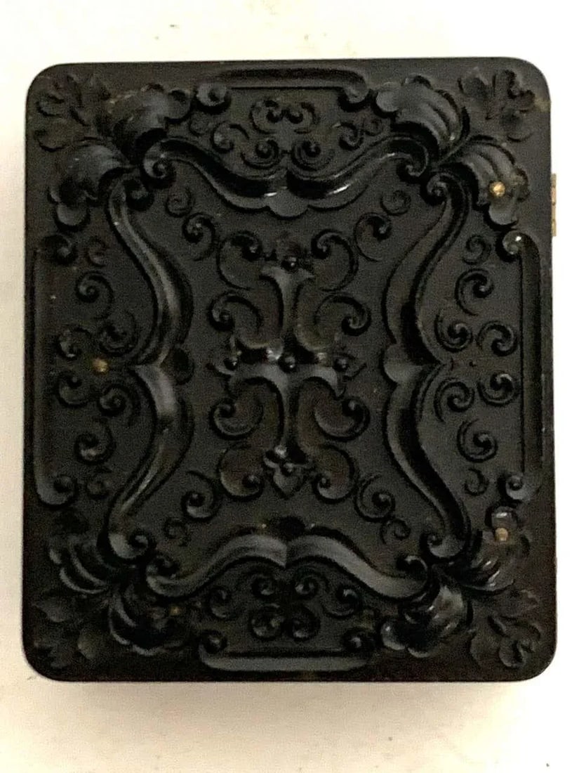 19th Century Ambrotype of a Young Male Student/ Writer, Gutta Percha Case - 7